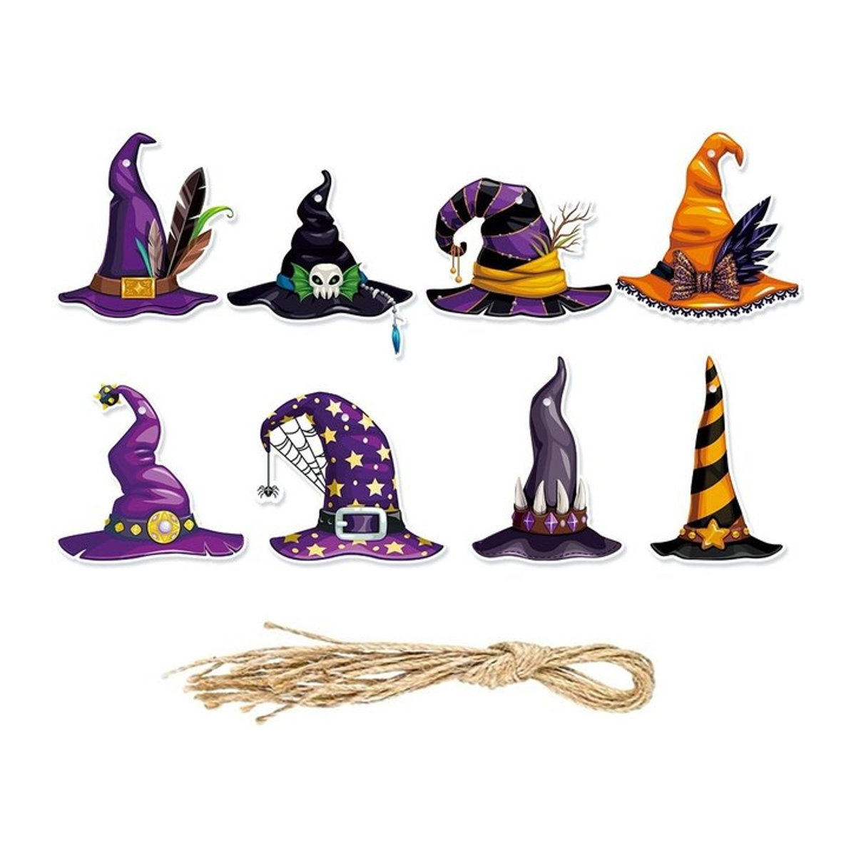 16 Stück Hexenhut Papier Tags in Multicolor für Halloween Dekoration und DIY Geschenkeverpackung - Bild 1