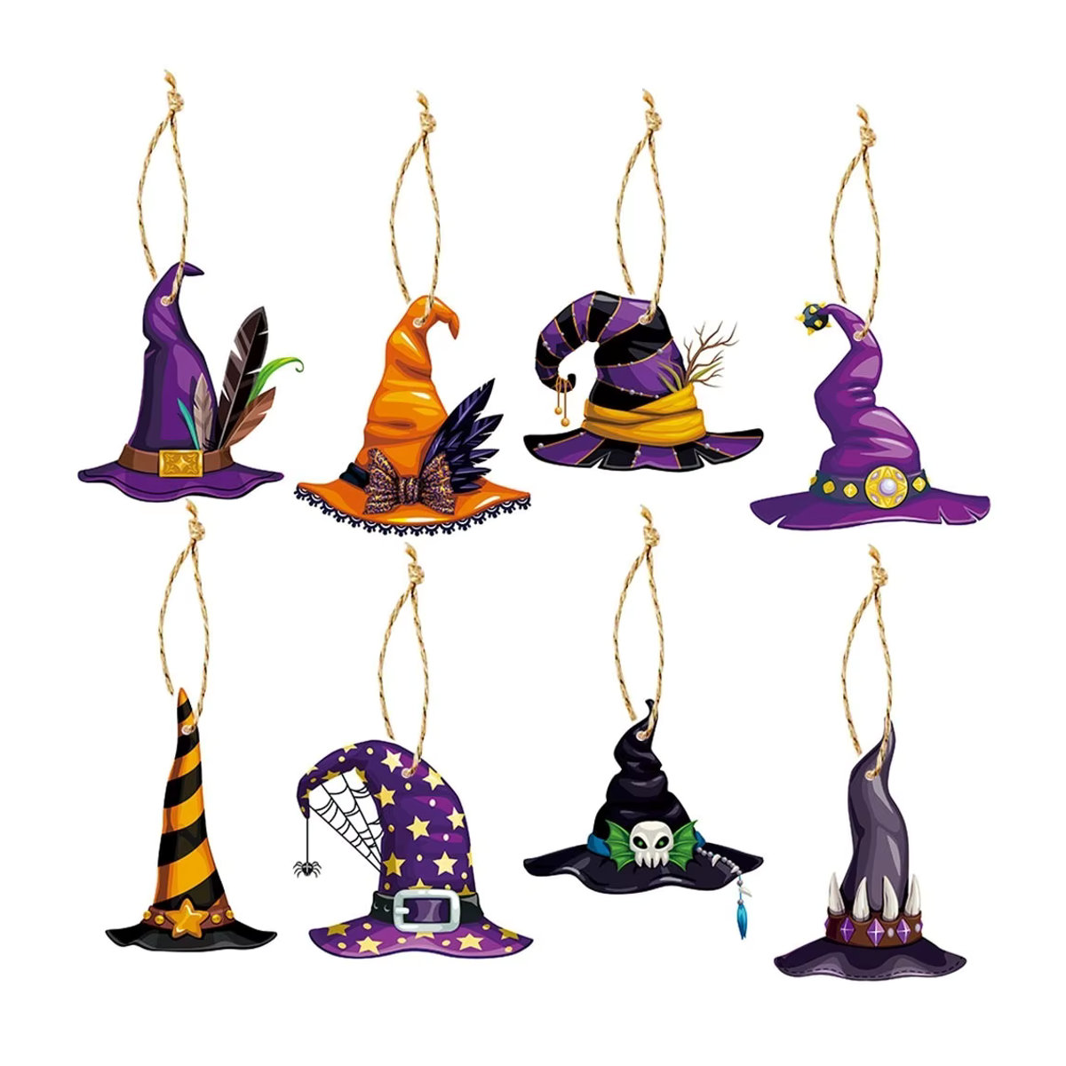 16 Stück Hexenhut Papier Tags in Multicolor für Halloween Dekoration und DIY Geschenkeverpackung - Bild 3