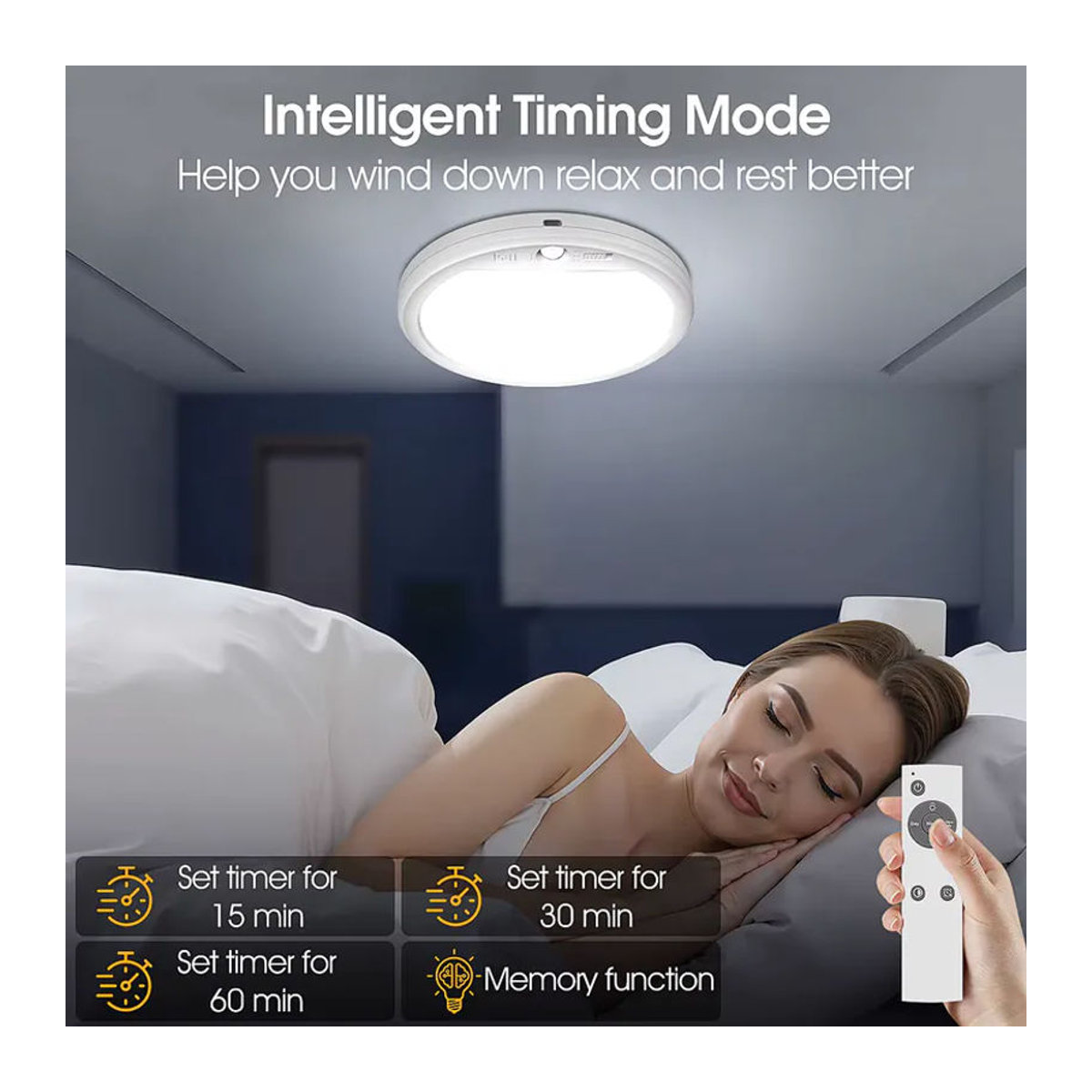2 Stück aiopp LED-Bewegungssensor-Deckenleuchten in Weiß, USB-aufladbare und dimmbare magnetische Wandlampen mit Fernbedienung im minimalistischen Design - Bild 5