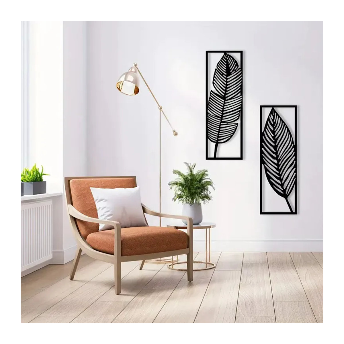 2 Stück CIFBUY Metall Wanddekoration in Schwarz, moderne florale Wandkunst für dein Zuhause - Bild 3