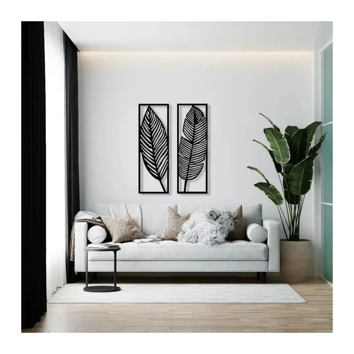 2 Stück CIFBUY Metall Wanddekoration in Schwarz, moderne florale Wandkunst für dein Zuhause - Bild 4
