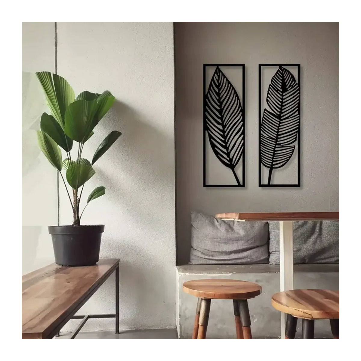 2 Stück CIFBUY Metall Wanddekoration in Schwarz, moderne florale Wandkunst für dein Zuhause - Bild 5