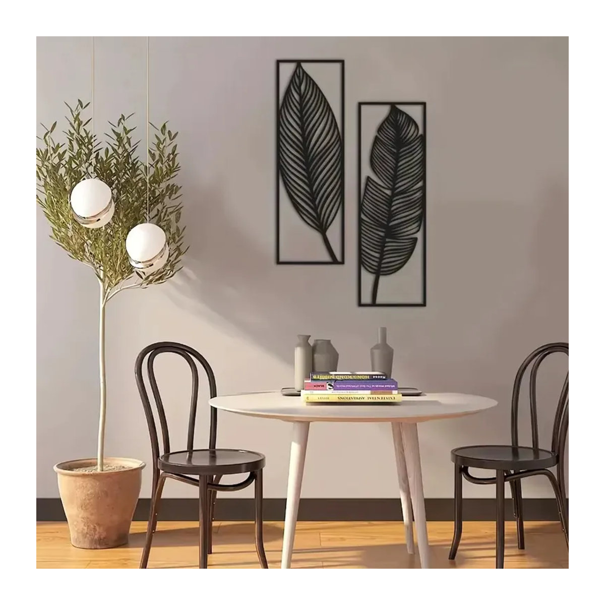 2 Stück CIFBUY Metall Wanddekoration in Schwarz, moderne florale Wandkunst für dein Zuhause - Bild 6