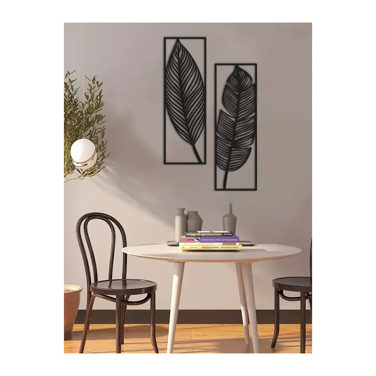 2 Stück CIFBUY Metall Wanddekoration in Schwarz, moderne florale Wandkunst für dein Zuhause - Bild 7