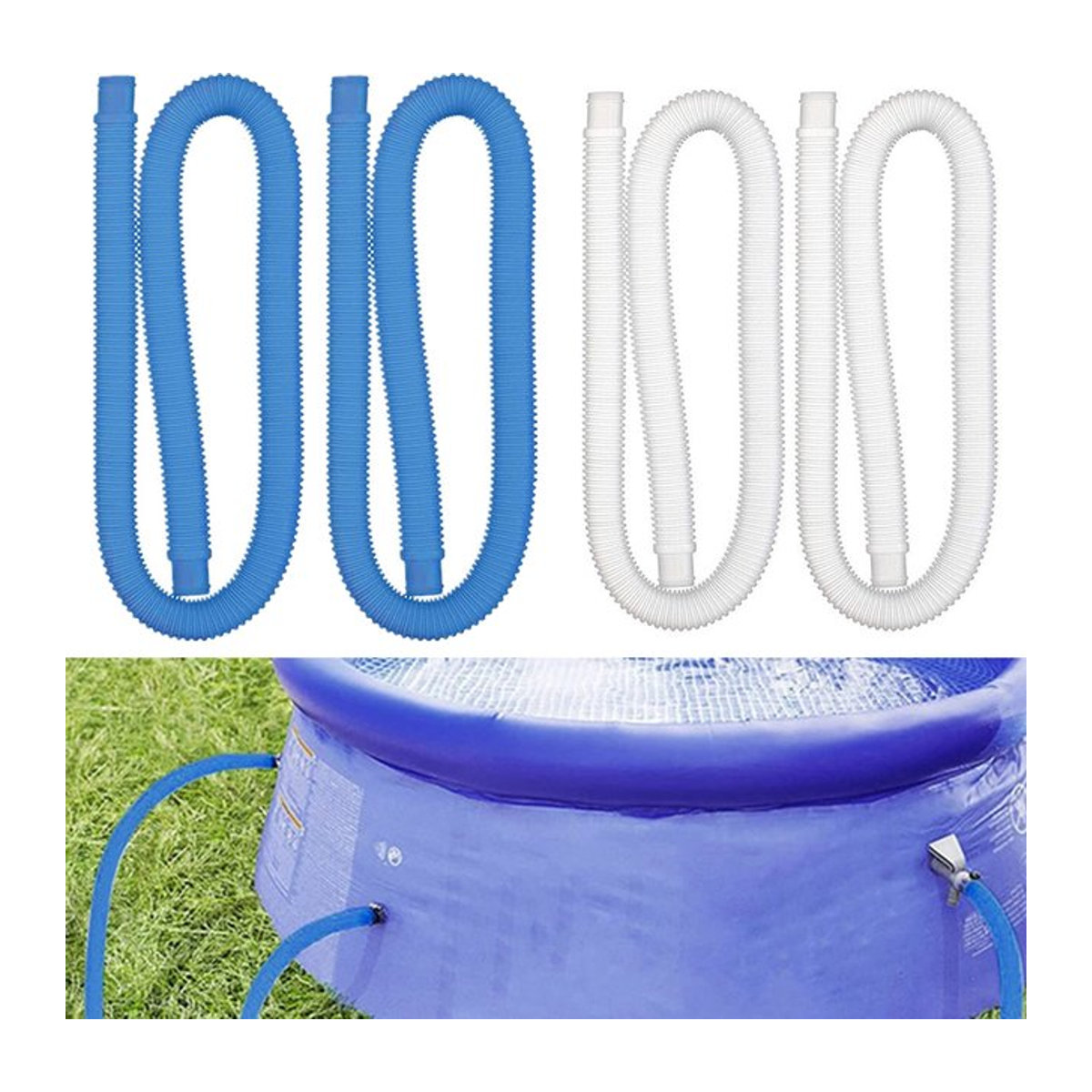 2 Stück Intex Ersatzschlauch für oberirdische Pool-Schwimmbadpumpen, 1-1/4 Zoll, 1 m, blau-weiß, LEENKEA - Bild 1