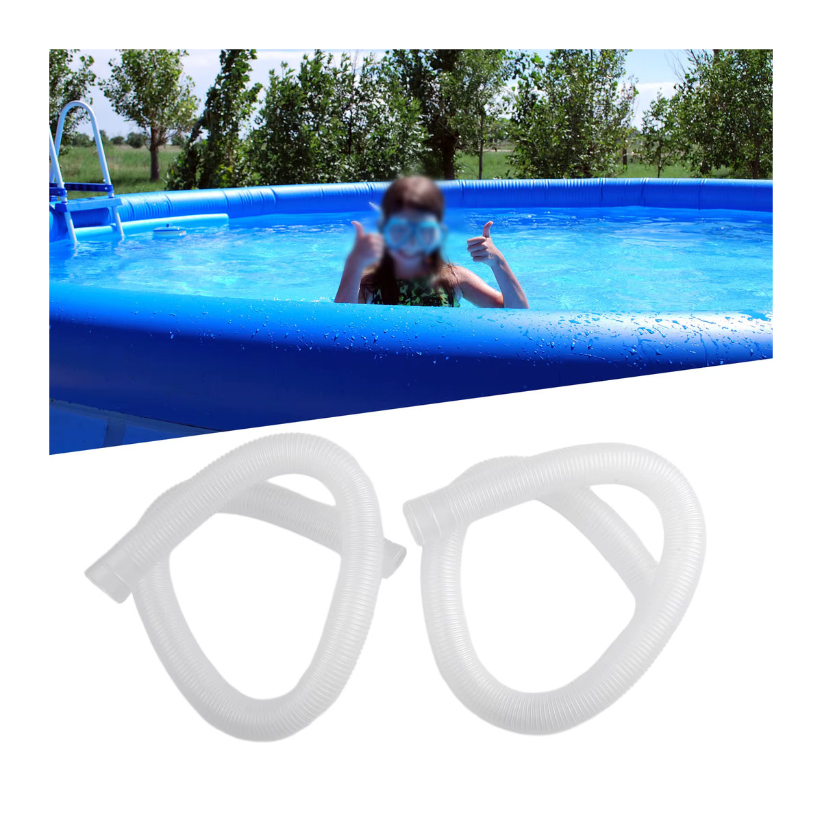 2 Stück Intex Ersatzschlauch für oberirdische Pool-Schwimmbadpumpen, 1-1/4 Zoll, 1 m, blau-weiß, LEENKEA - Bild 2