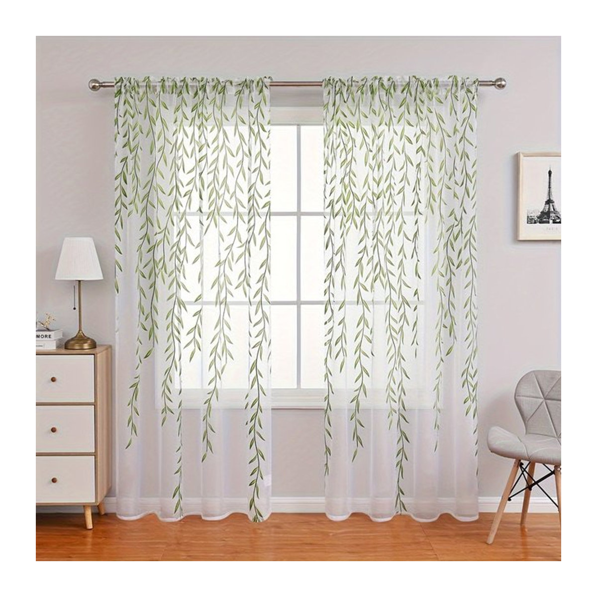 2 Stück Terlon Weidenstangenvorhänge mit Print als dekorative Fenstergitter für dein Wohnzimmer und deinen Balkon - Bild 1