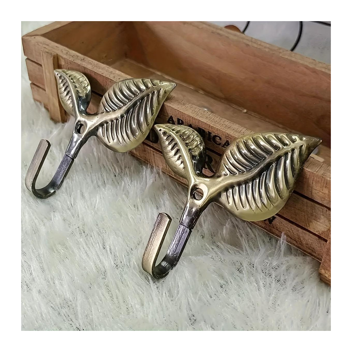2 Stück Vorhanghaken in Blattdesign aus Metall in Gold, Wandmontierte Vorhanghalterung im Europäischen Stil - Bild 1