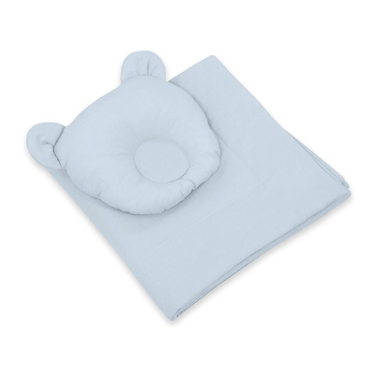 2-teiliges Babybettwäsche-Set mit Bettdecke und Kissen in Teddybär-Form, Blau - Bild 1