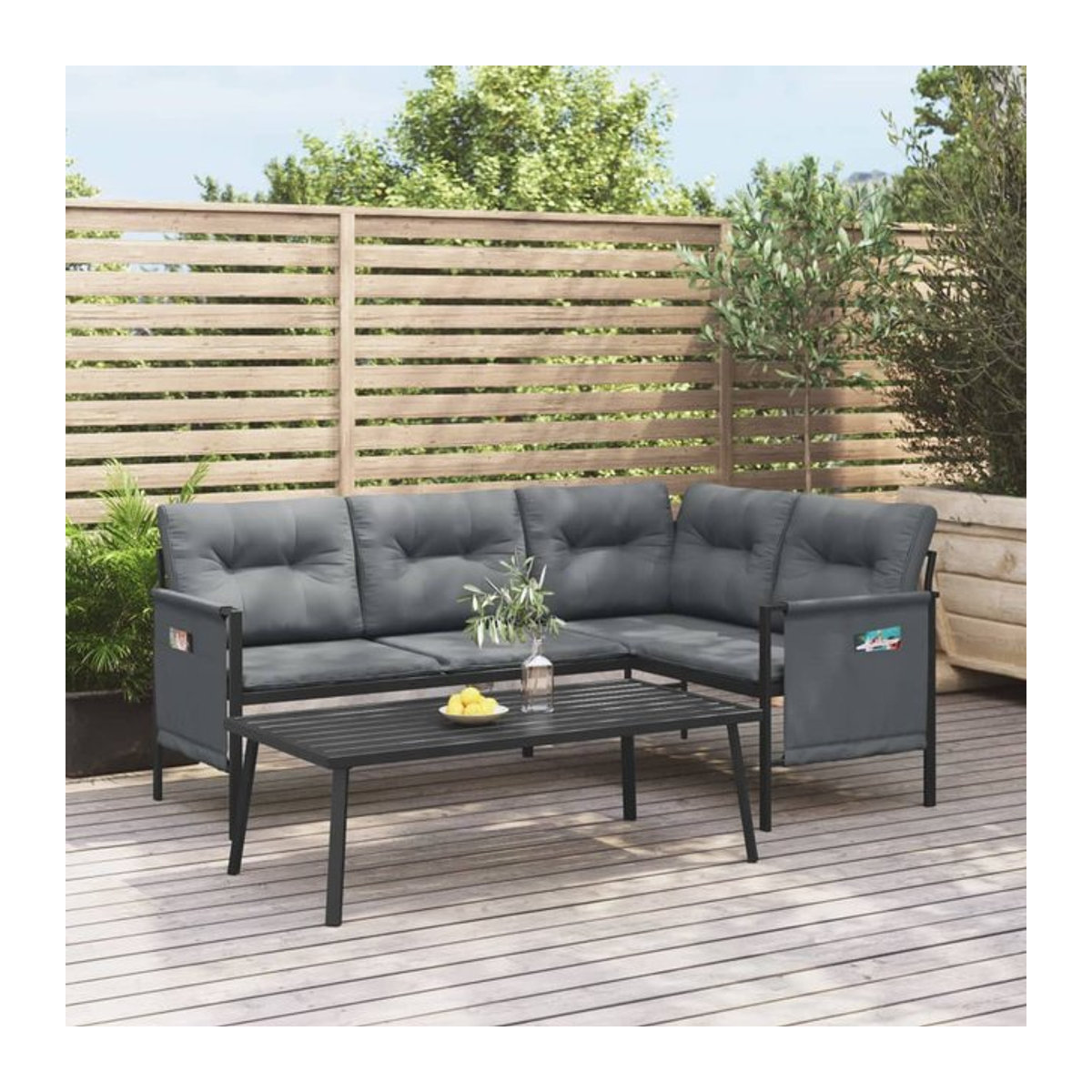 2-teiliges Terrassen-Lounge-Set mit Sofa, Beistelltisch und seitlichen Aufbewahrungsbeuteln - Bild 1