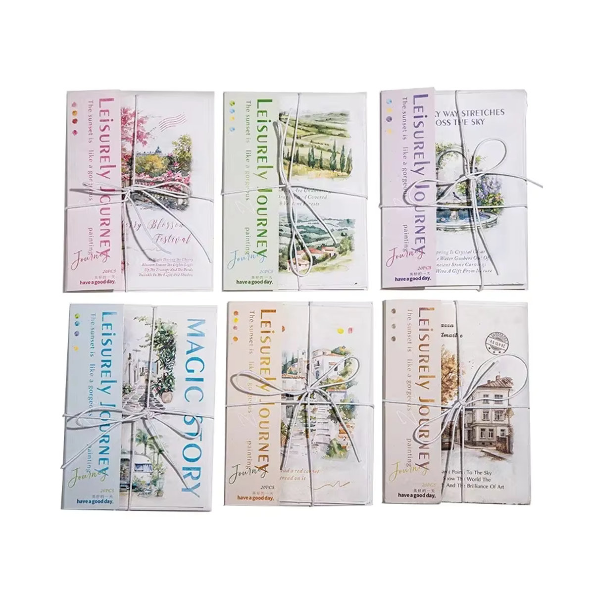 20 Aquarell-Landschaftsblätter Hawaiian Reverie aus der Peaceful Voyage-Serie von leaffei in Multicolor - Bild 2