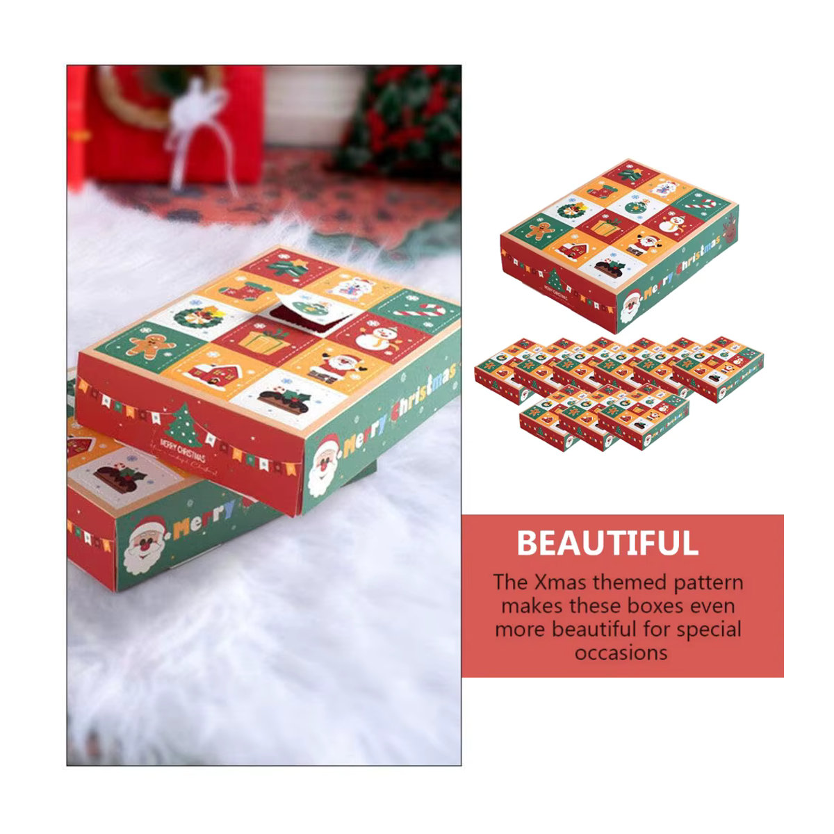 20 Stück Adventskalender-Boxen von ontnka ok aus Pappe, mehrfarbig, für 12 Tage Advent-Countdown - Bild 2