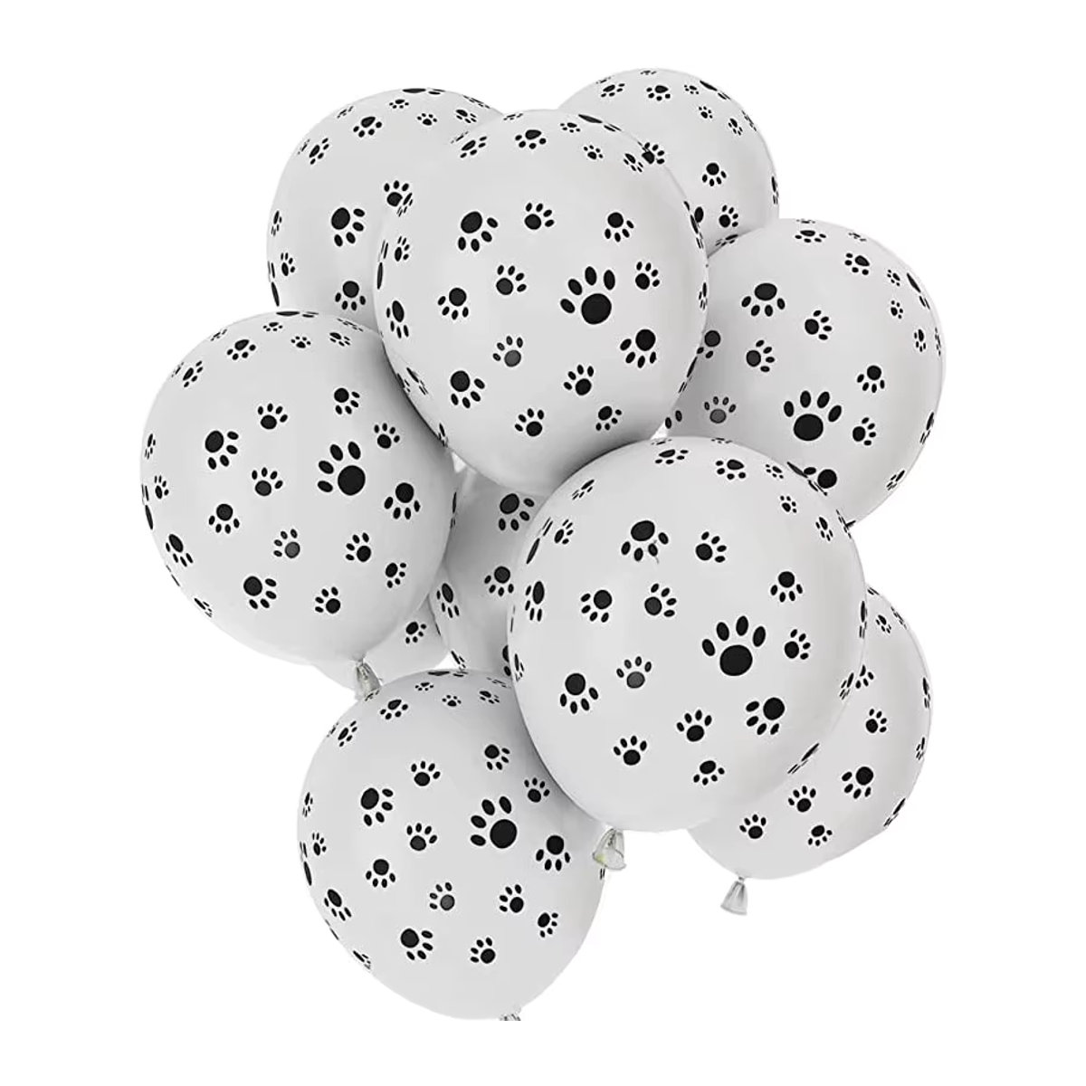 20 Stück BALONAQ Latex Luftballons mit Hundepfoten-Print in Schwarz und Weiß für Kindergeburtstage und Babypartys, Durchmesser: 30,48 cm - Bild 2