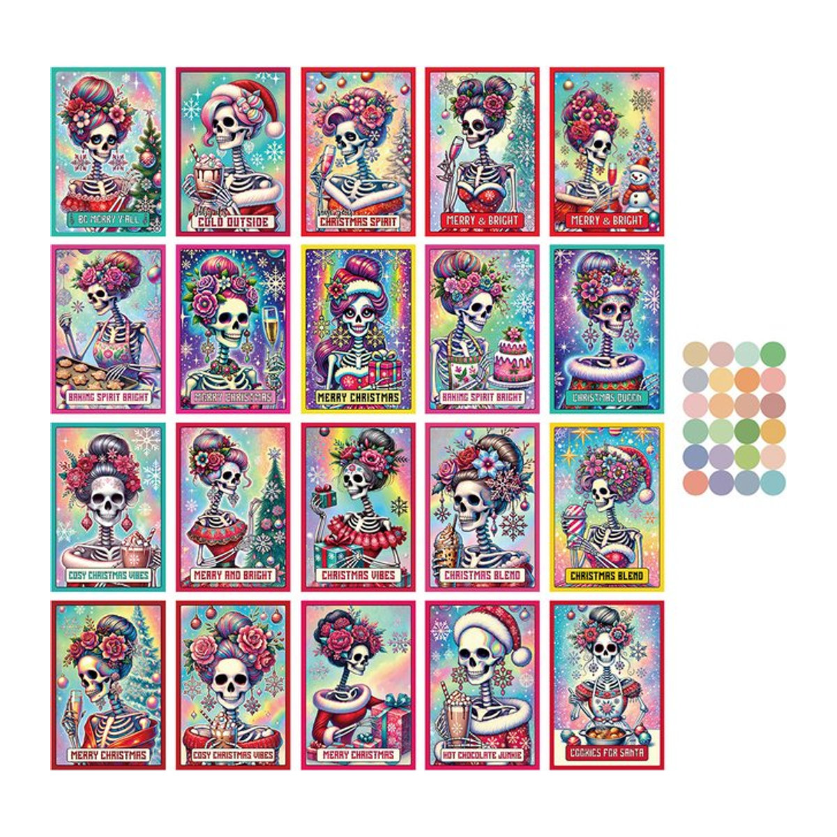 20 Stück bunte Skelett Tarot Karten Mini Postkarten als Wand Collage Kit für deine Raumdekoration, B/H/T: 15 x 10 x 1 cm - Bild 1