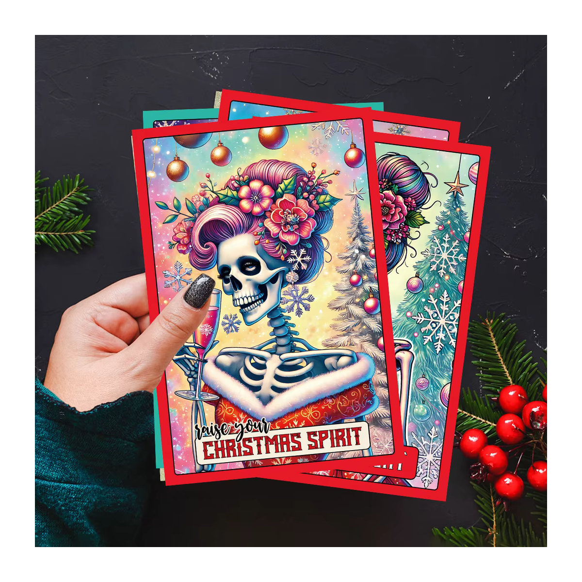 20 Stück bunte Skelett Tarot Karten Mini Postkarten als Wand Collage Kit für deine Raumdekoration, B/H/T: 15 x 10 x 1 cm - Bild 4