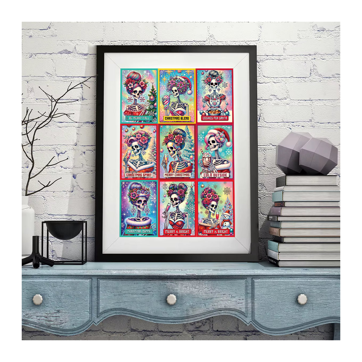 20 Stück bunte Skelett Tarot Karten Mini Postkarten als Wand Collage Kit für deine Raumdekoration, B/H/T: 15 x 10 x 1 cm - Bild 5