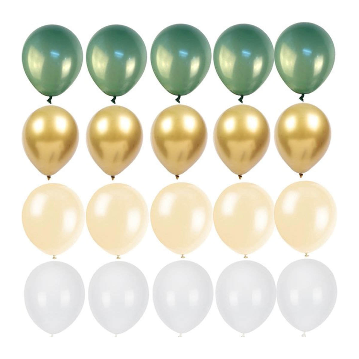 20 Stück Latex Luftballons mit Konfetti in Grün, Gold und Weiß für Geburtstag, Baby Shower oder Hochzeit - Bild 1