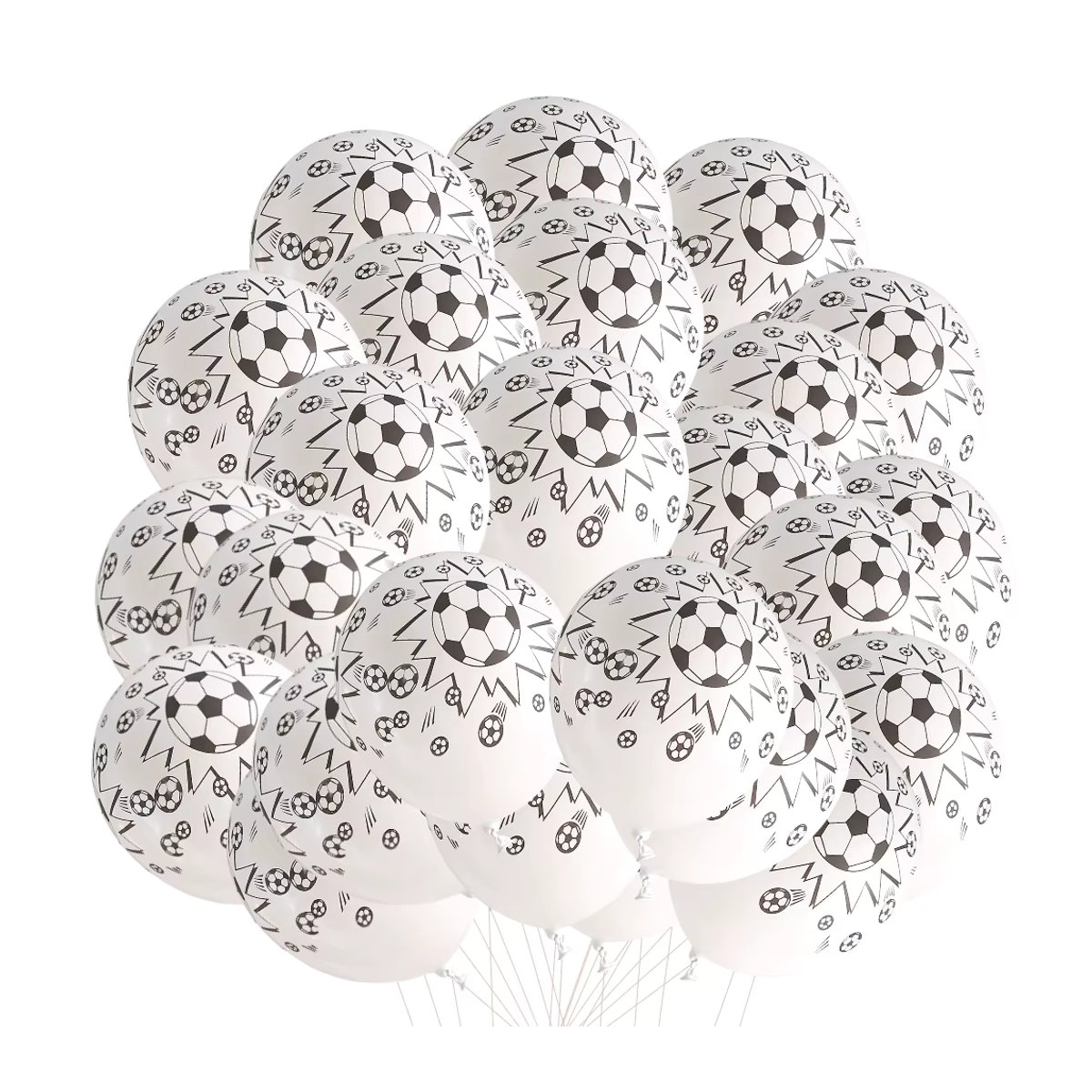 20 Stück LQZZY Fußball Latexballons in Weiß für deine Fußball-Geburtstagsfeier und Dekoration - Bild 3