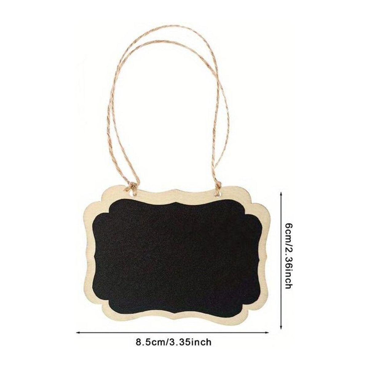 20 Stück Mini-Holzkreidetafel-Anhänger mit schwarzem Kordel-Aufhänger zur Beschriftung als Preisschilder oder Nachrichtenschilder - Bild 1