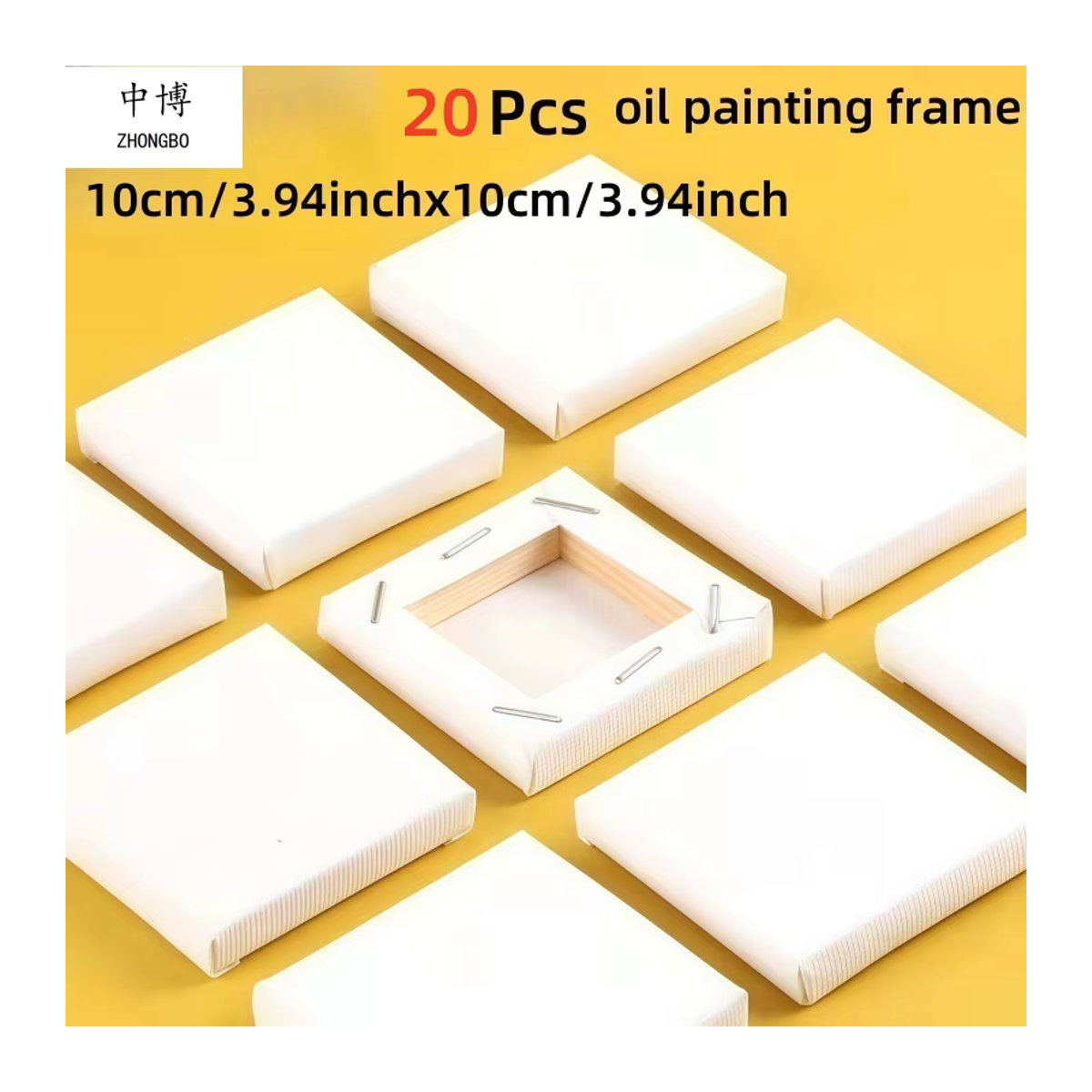20 Stück Mini-Ölgemälde-Rahmen aus Holz von ZHONGBO für Wand und Schreibtisch, quadratische Kunstrahmen B/H: 10 x 10 cm - Bild 2