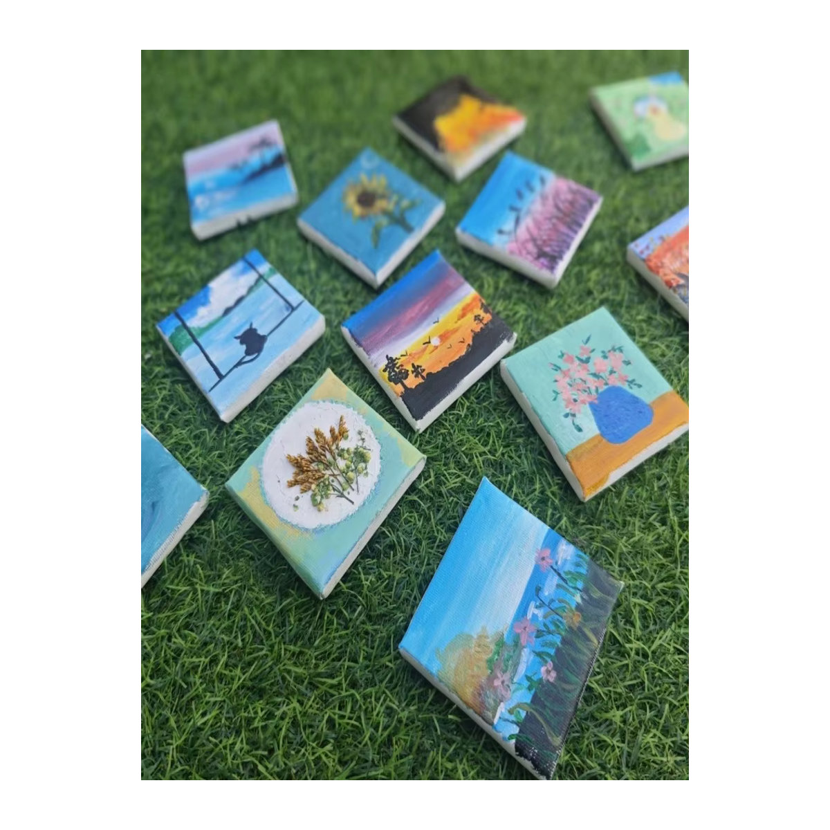 20 Stück Mini-Ölgemälde-Rahmen aus Holz von ZHONGBO für Wand und Schreibtisch, quadratische Kunstrahmen B/H: 10 x 10 cm - Bild 4