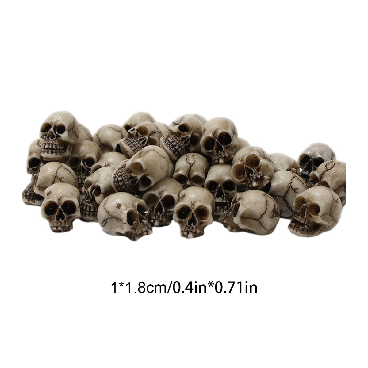 20 Stück Mini Schädel Figuren von VKTECH in Beige aus Kunstharz für Halloween Dekoration und Gartenlandschaften - Bild 6