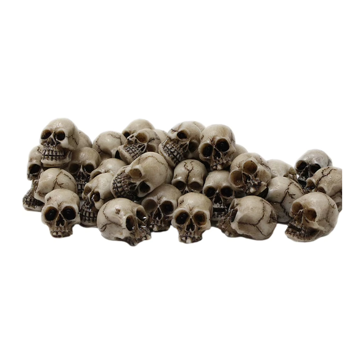 20 Stück Mini Schädel Figuren von VKTECH in Beige aus Kunstharz für Halloween Dekoration und Gartenlandschaften - Bild 7