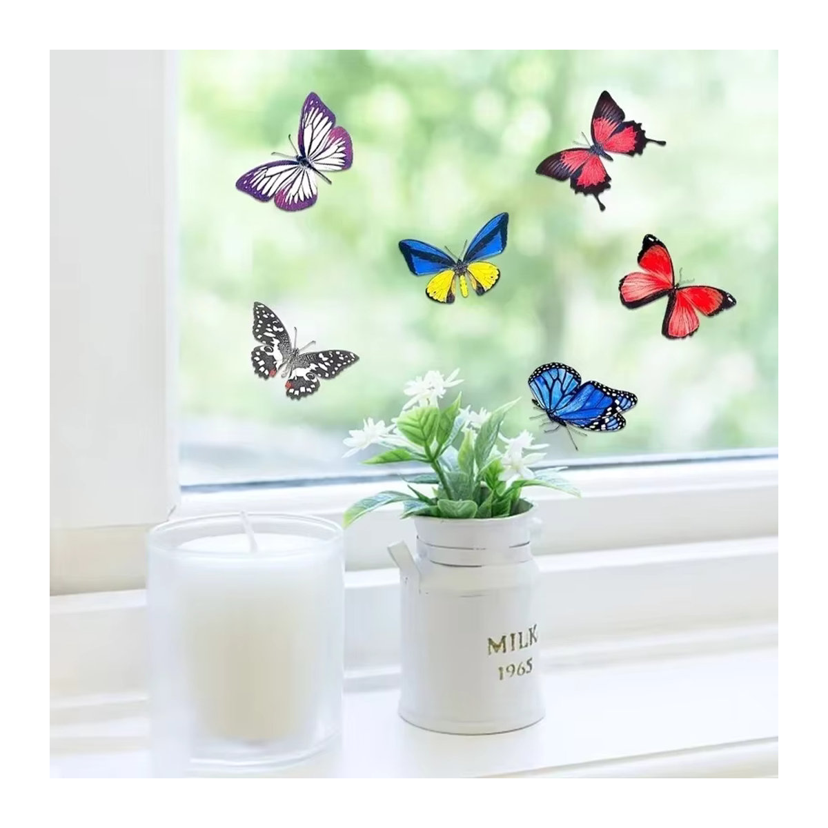 20 Stück Schmetterling Fensteraufkleber in Multicolor, wiederverwendbare Glasfensterfolie im Antik-Look für Fenster und Wände - Bild 2