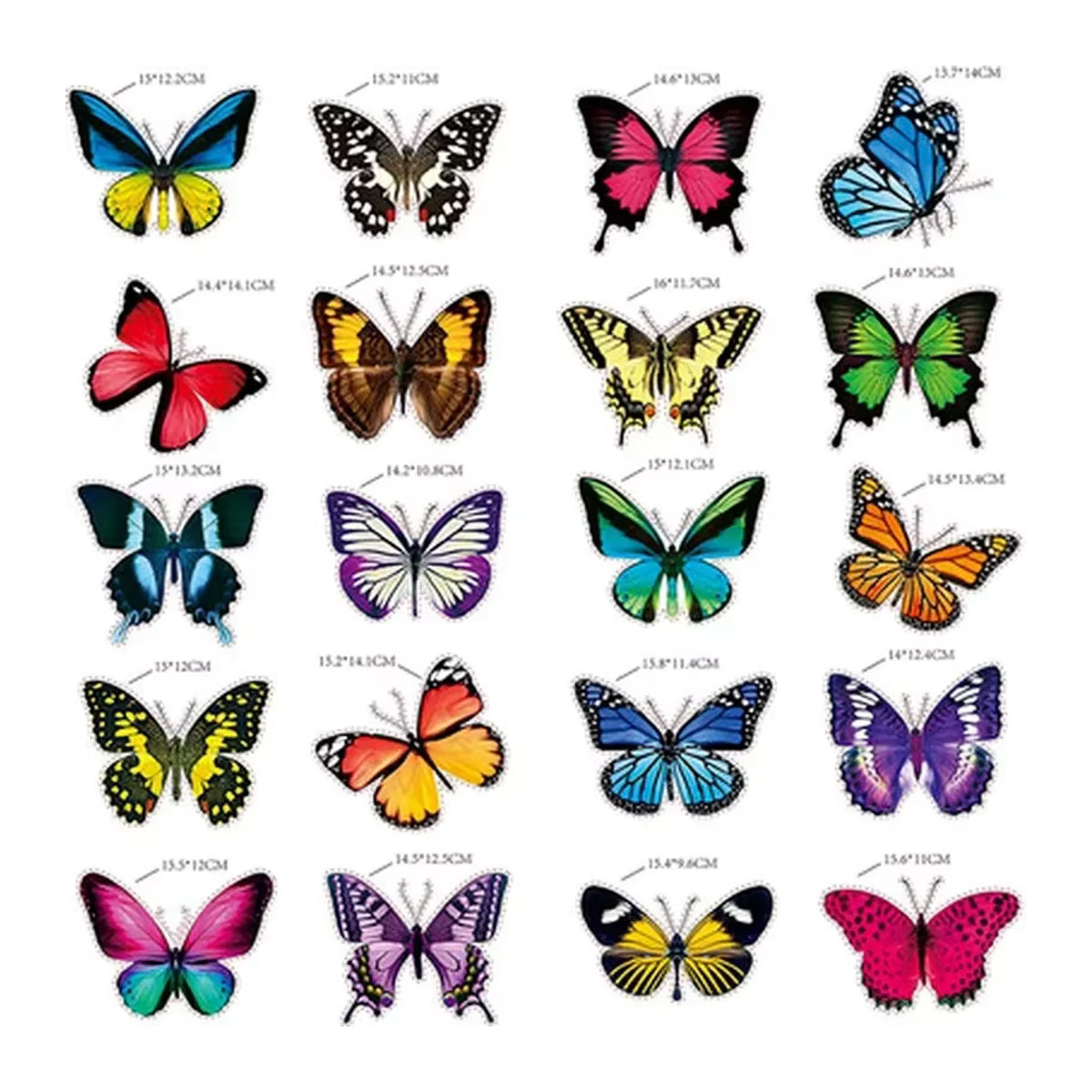 20 Stück Schmetterling Fensteraufkleber in Multicolor, wiederverwendbare Glasfensterfolie im Antik-Look für Fenster und Wände - Bild 3
