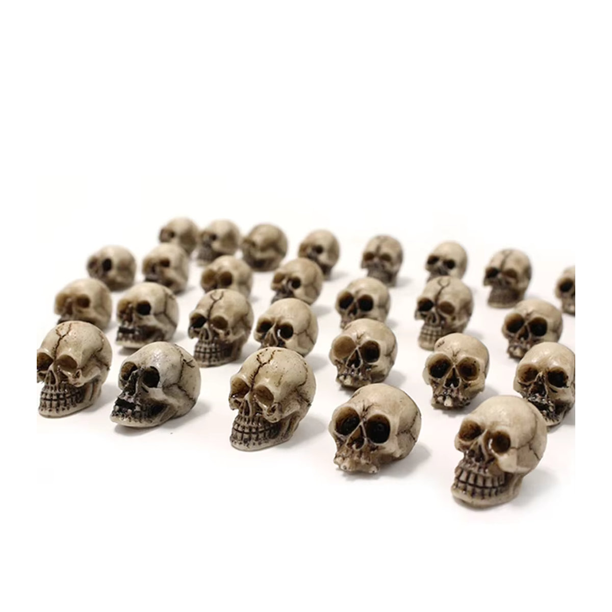 20 Stück VKTECH Gotische Schädel Skulpturen aus Kunstharz in Beige als Dekoration für Halloween und Gartenlandschaften - Bild 5