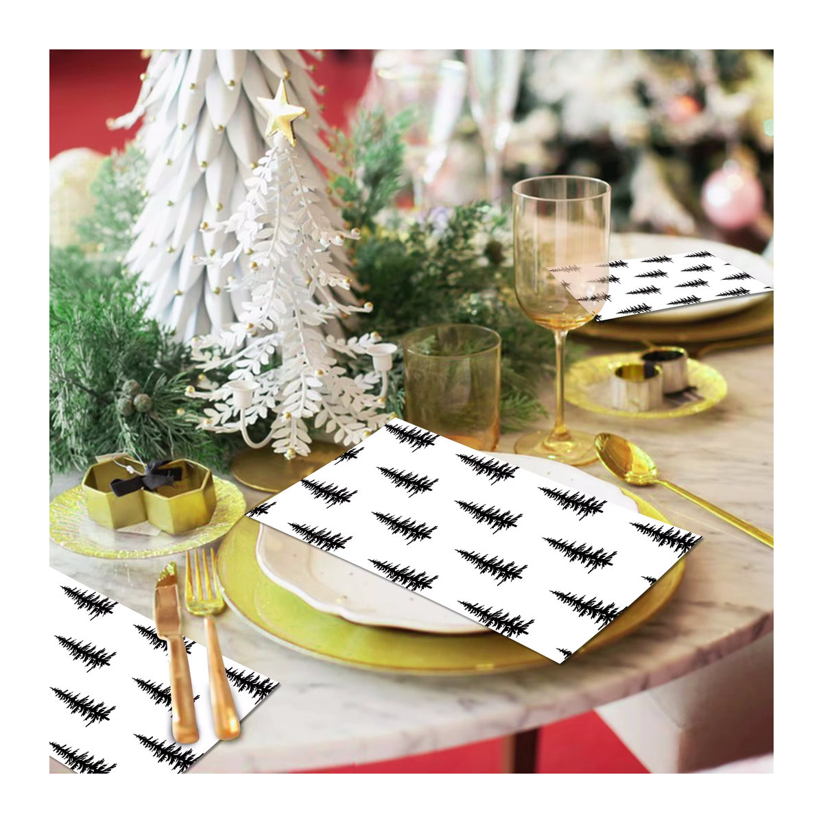 20 Stück Weihnachts Servietten mit Sternen Motiv in Schwarz aus Einweg-Papier für deine Weihnachtsfeier - Bild 4