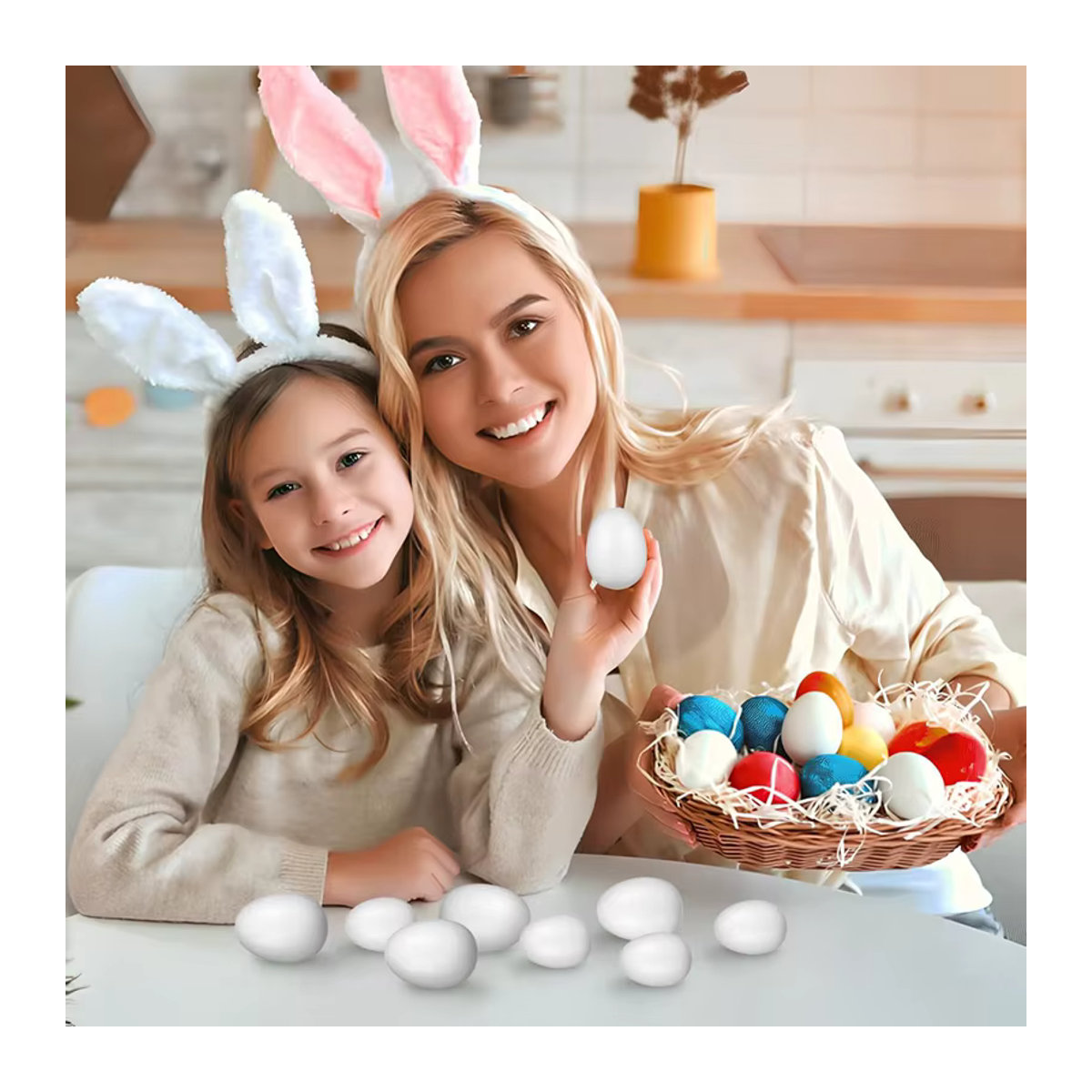 20 Stück ZQNYCY Styropor-Eier in Weiß für Ostern DIY Bastelset und Kinder Dekoration - Bild 2