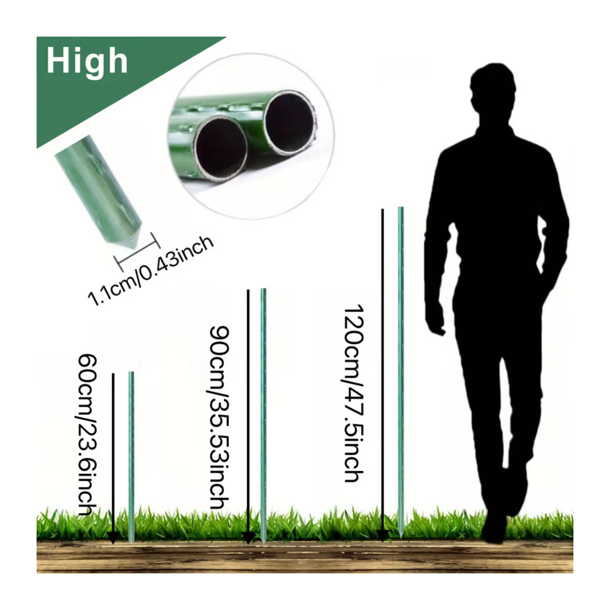 20-teiliges Set Mehrzweck-Gartenpfähle zur Unterstützung von Gemüse, Reben und Trauben wie Tomaten und Gurken - Bild 2