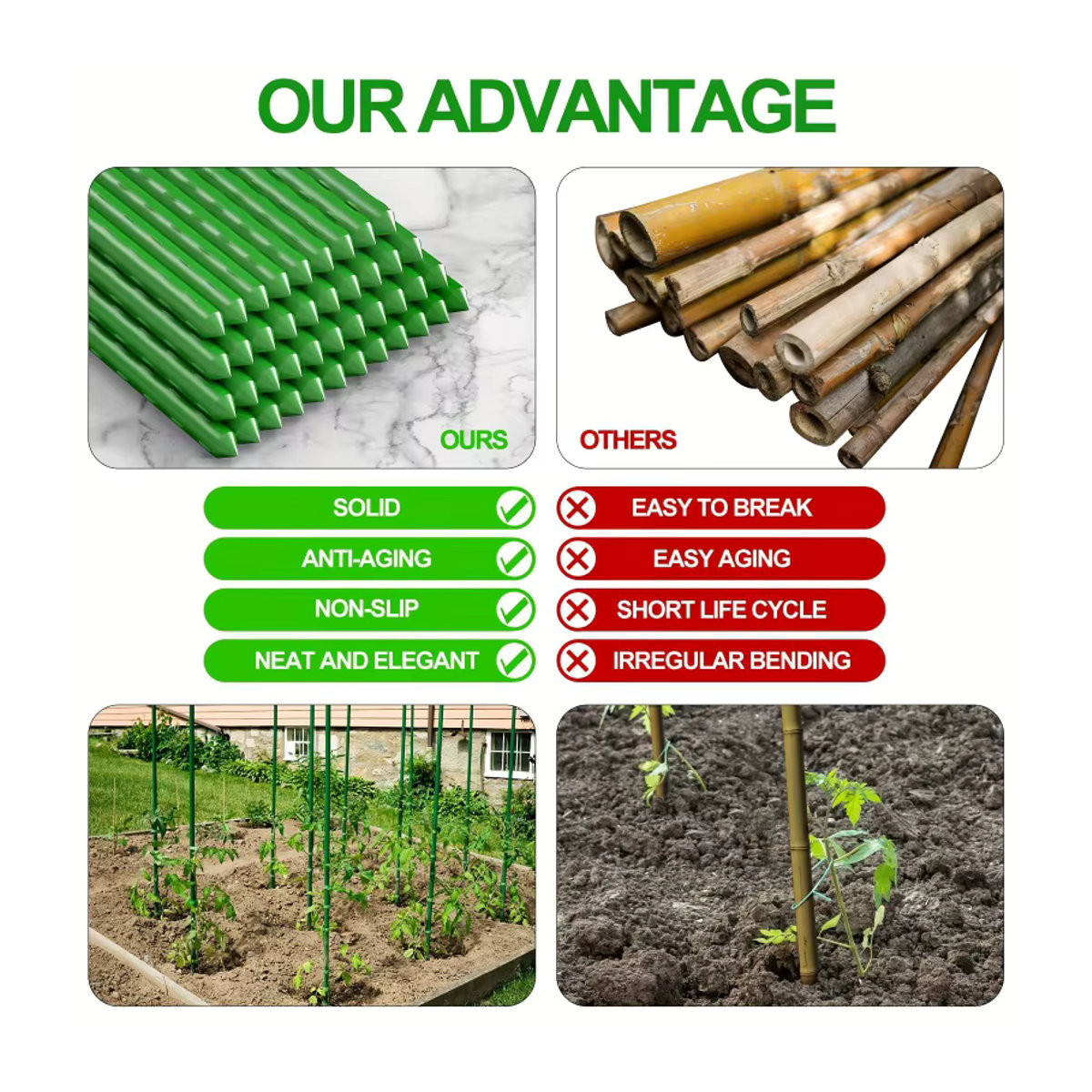 20-teiliges Set Mehrzweck-Gartenpfähle zur Unterstützung von Gemüse, Reben und Trauben wie Tomaten und Gurken - Bild 4