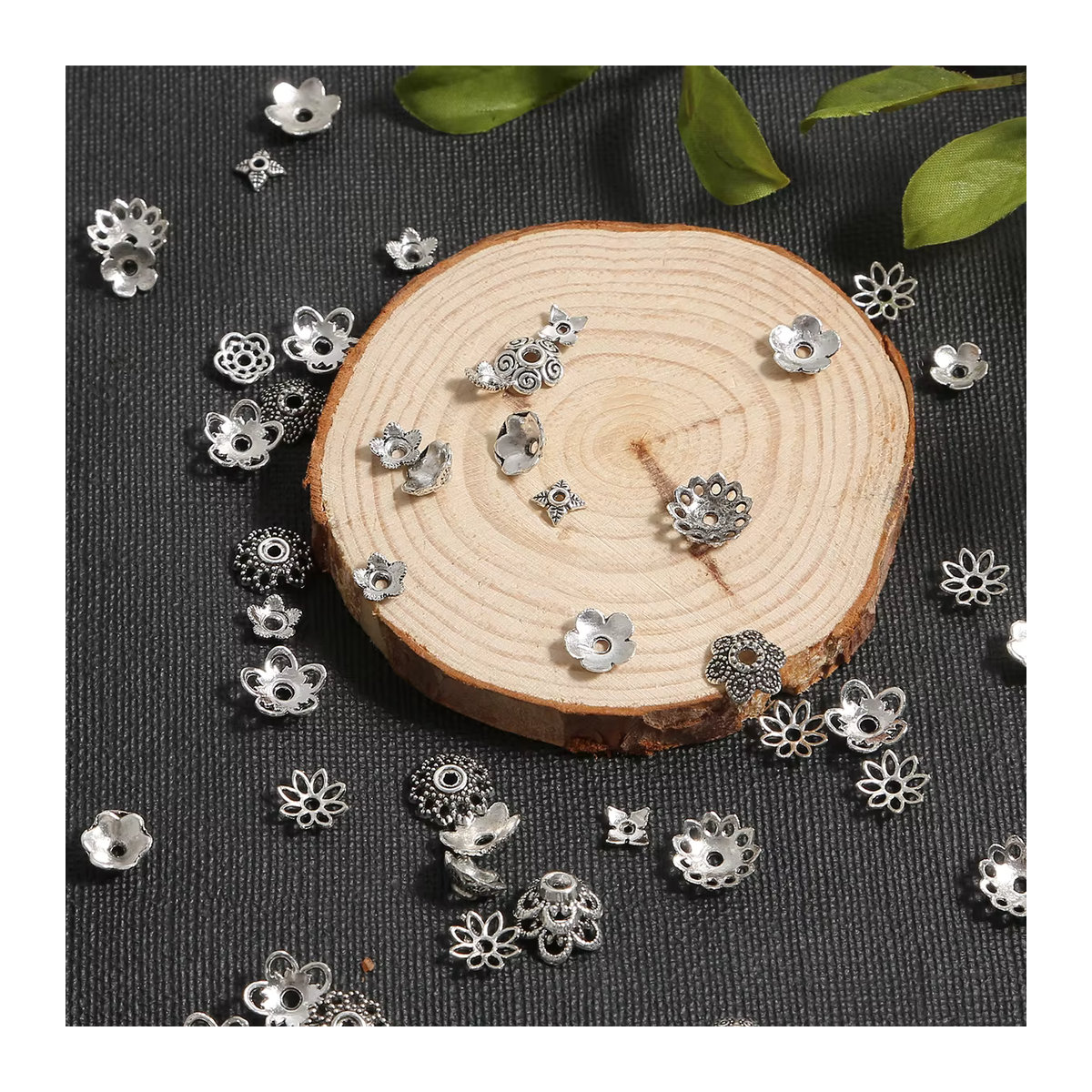 200 Stück Beadia Blumenablage aus Metall in Antiksilber mit floralem Cutout-Design für DIY-Projekte - Bild 4