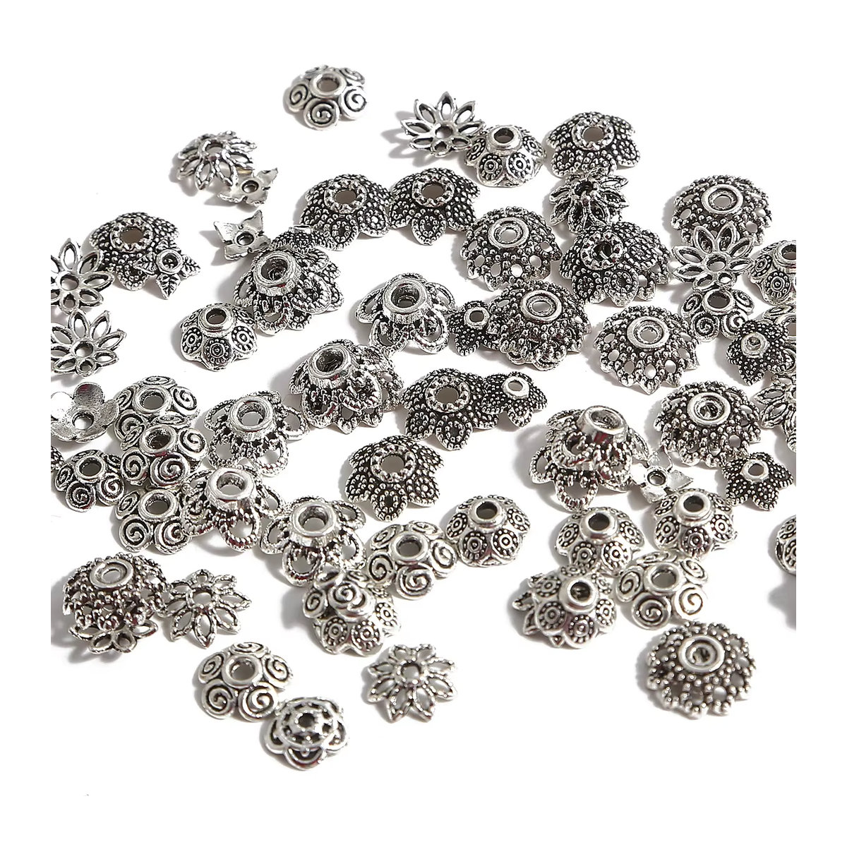 200 Stück Beadia Blumenablage aus Metall in Antiksilber mit floralem Cutout-Design für DIY-Projekte - Bild 7