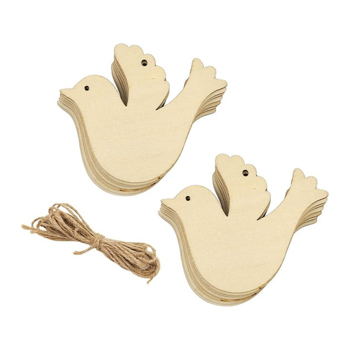 20er-Pack hölzerne Friedenstauben als DIY-Bastelset für hängende Ornamente und Dekorationen - Bild 1