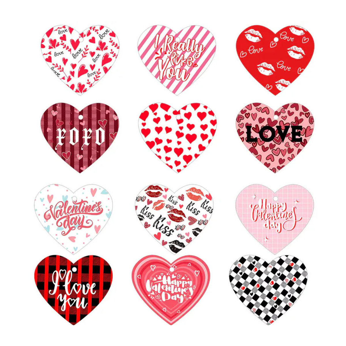 24 Stück Herz-Papieranhänger in Rot und Rosa mit I Love You und XOXO Aufdruck für Valentinstag, Hochzeit und Party-Dekoration - Bild 2