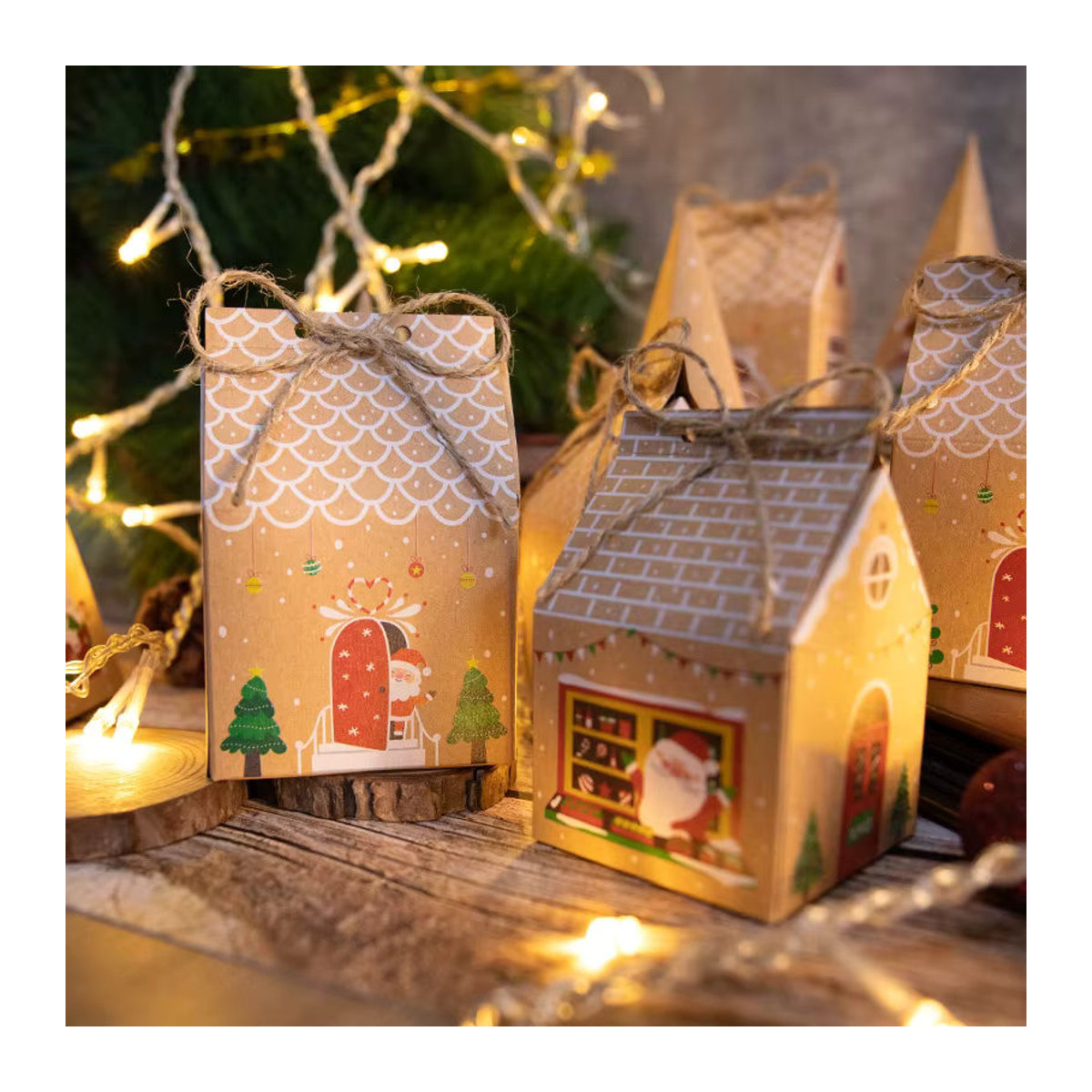 24 Stück joy-enlife Kraftpapier Geschenkboxen für Weihnachten und Advent in Braun zur Dekoration von Süßigkeiten und Lebkuchenhäusern - Bild 3