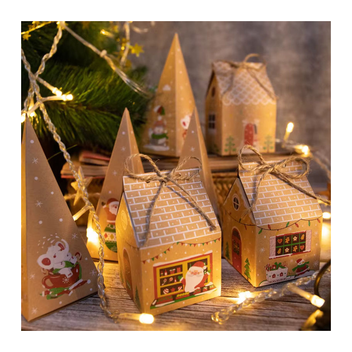 24 Stück joy-enlife Kraftpapier Geschenkboxen für Weihnachten und Advent in Braun zur Dekoration von Süßigkeiten und Lebkuchenhäusern - Bild 4