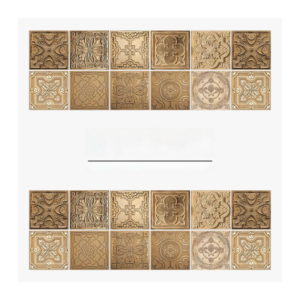 24 Stück Kunstfliesen-Wandaufkleber im europäischen Retro-Stil, selbstklebend und wasserdicht, geometrisches Design in Braun, quadratisch aus PVC für Badezimmer und Küche - Bild 5