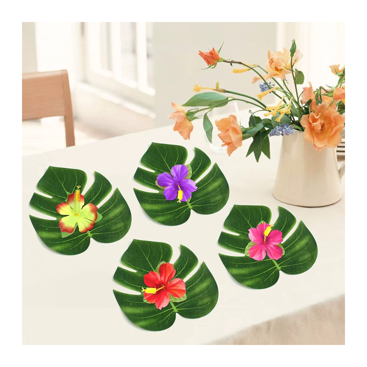 24 Stück künstliche Hibiskusblüten von Art lalic in Mehrfarbig für deine Sommerparty, Hochzeit oder Tischdekoration - Bild 4