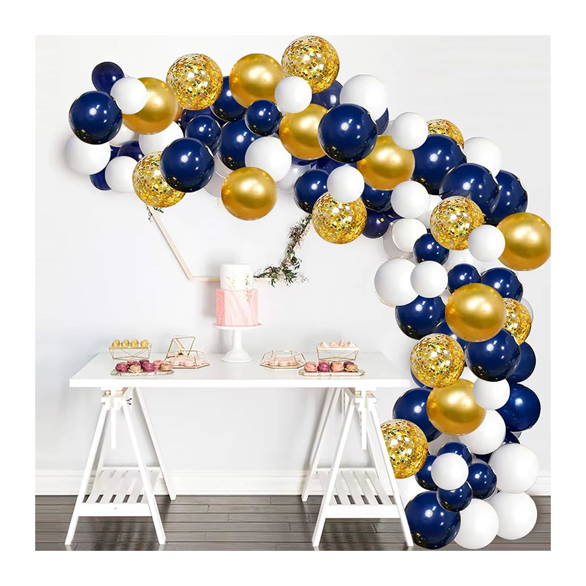 240-teiliges Latex Ballon Bogen Set in Nachtblau und Weißgold für Geburtstage, Hochzeiten und besondere Anlässe - Bild 2