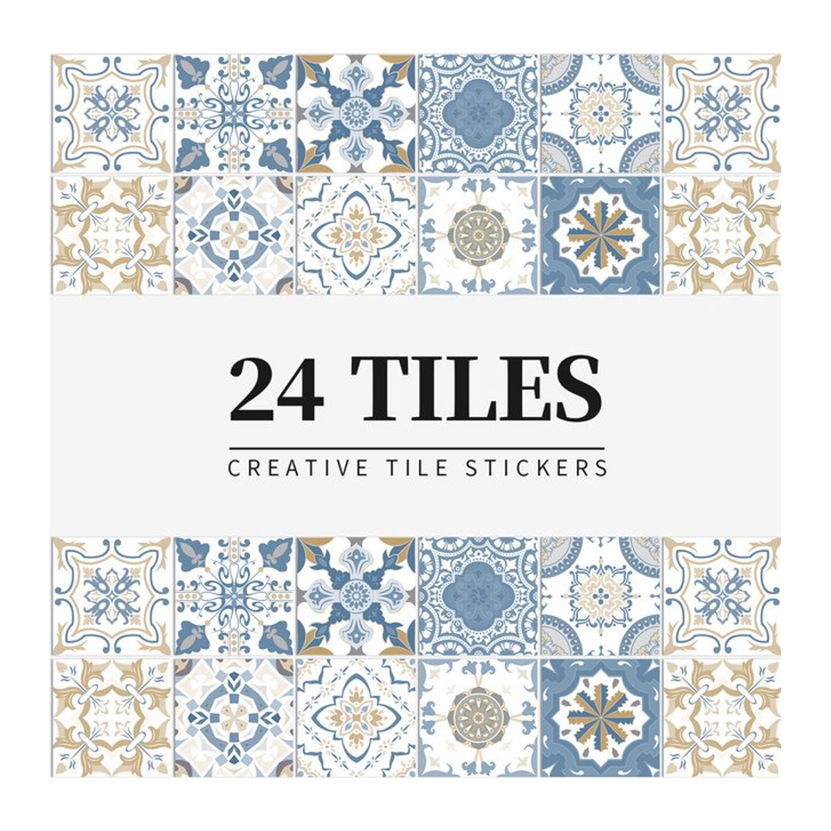 24er Set Wandaufkleber von Meiji in Mehrfarbig mit geometrischem Vintage-Design für Küche und Badezimmer, wasserdichte Fliesenaufkleber zur Hausrenovierung - Bild 1