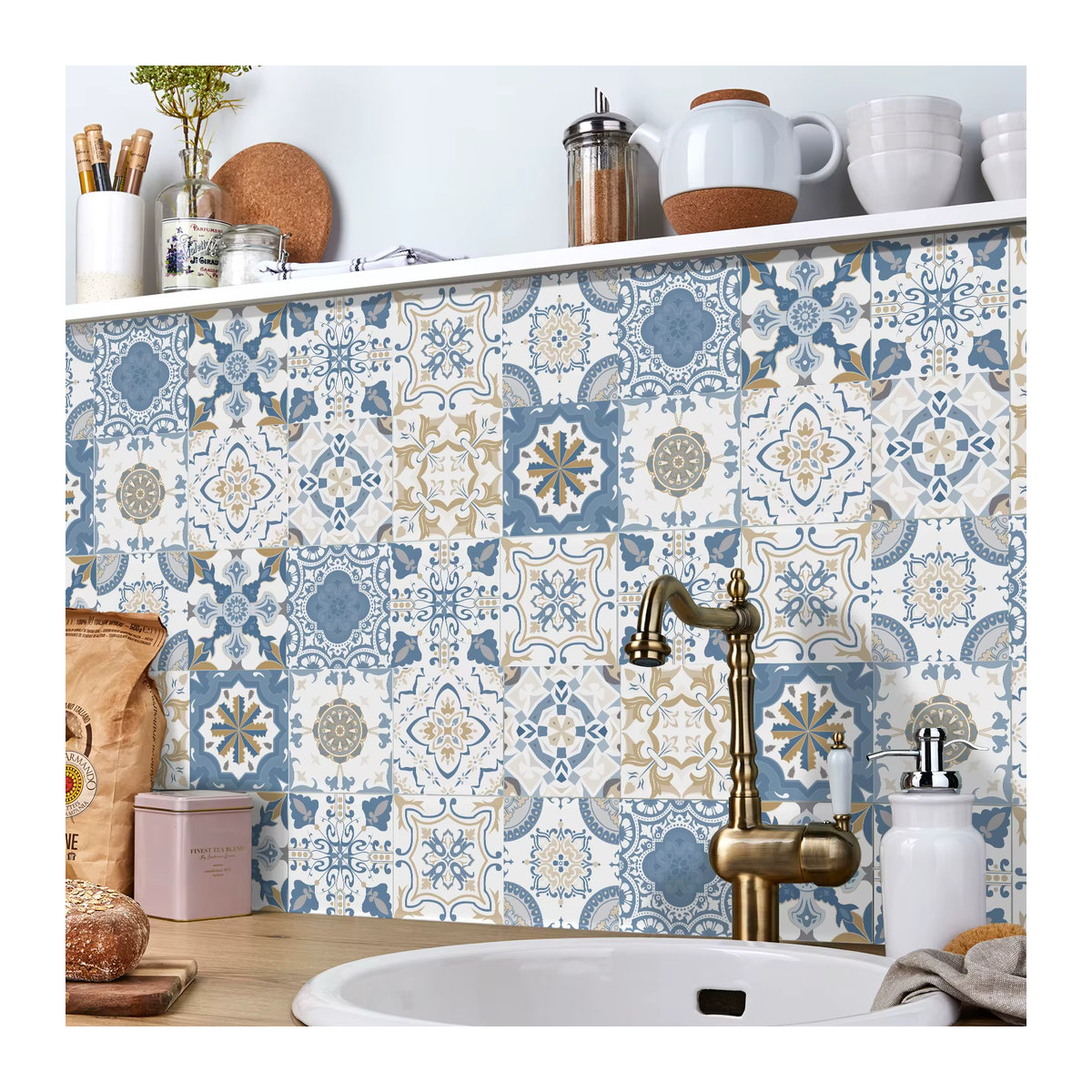24er Set Wandaufkleber von Meiji in Mehrfarbig mit geometrischem Vintage-Design für Küche und Badezimmer, wasserdichte Fliesenaufkleber zur Hausrenovierung - Bild 2