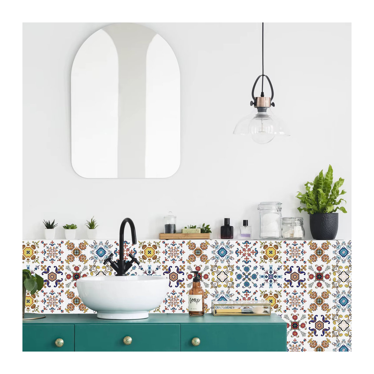 24er Set Wandaufkleber von Meiji in Mehrfarbig mit geometrischem Vintage-Design für Küche und Badezimmer, wasserdichte Fliesenaufkleber zur Hausrenovierung - Bild 3