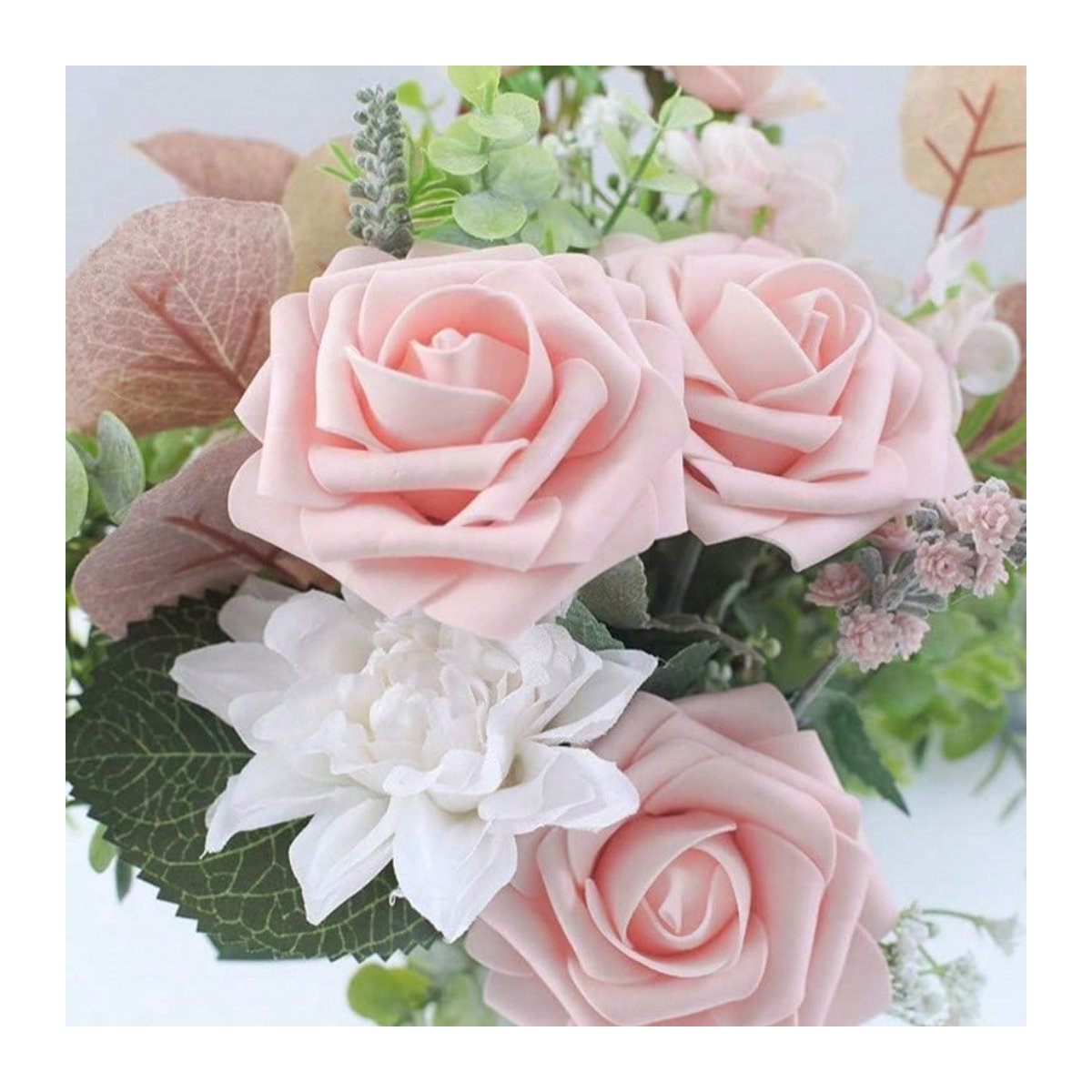 25 Stück Künstliche Rosen von chenxiaogang in Weiß, Elfenbeinfarbene Schaumrosen mit Stielen für DIY Hochzeitsstrauß und Dekoration - Bild 2