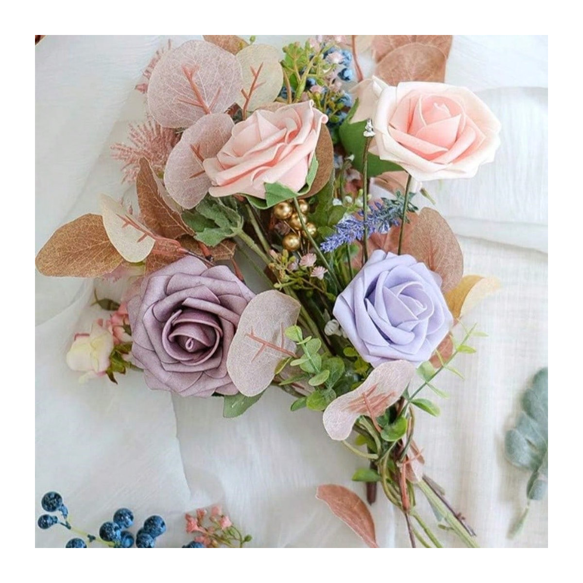 25 Stück Künstliche Rosen von chenxiaogang in Weiß, Elfenbeinfarbene Schaumrosen mit Stielen für DIY Hochzeitsstrauß und Dekoration - Bild 3