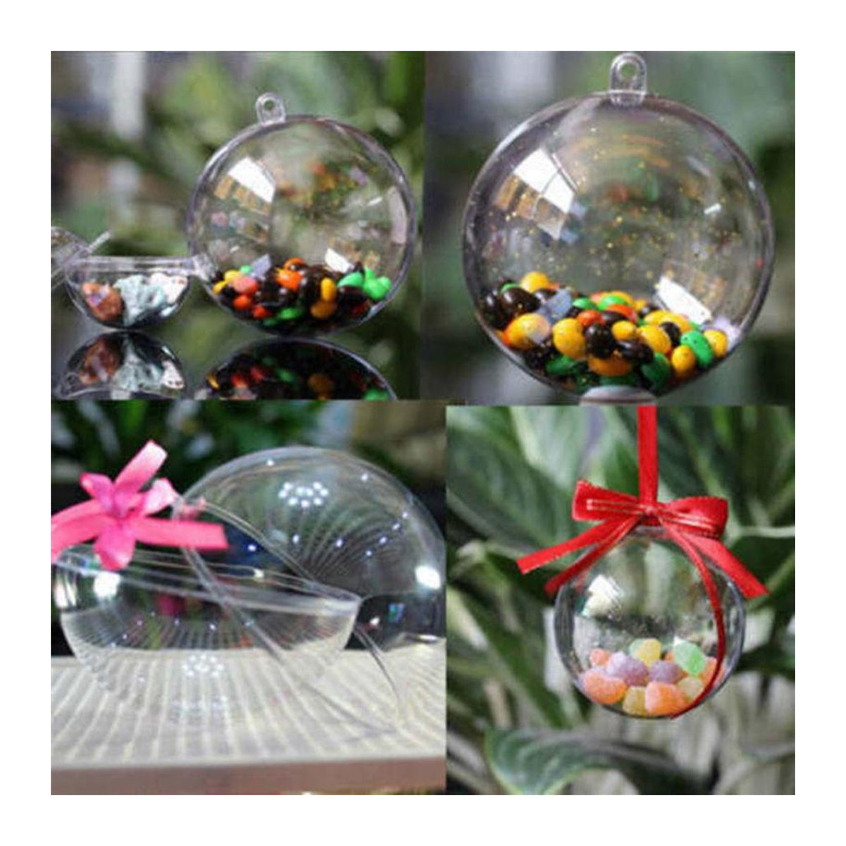 25 transparente Kunststoffkugeln von feiyanautoparts als hängende Weihnachtsbaumdekoration für DIY-Projekte und Partys - Bild 3