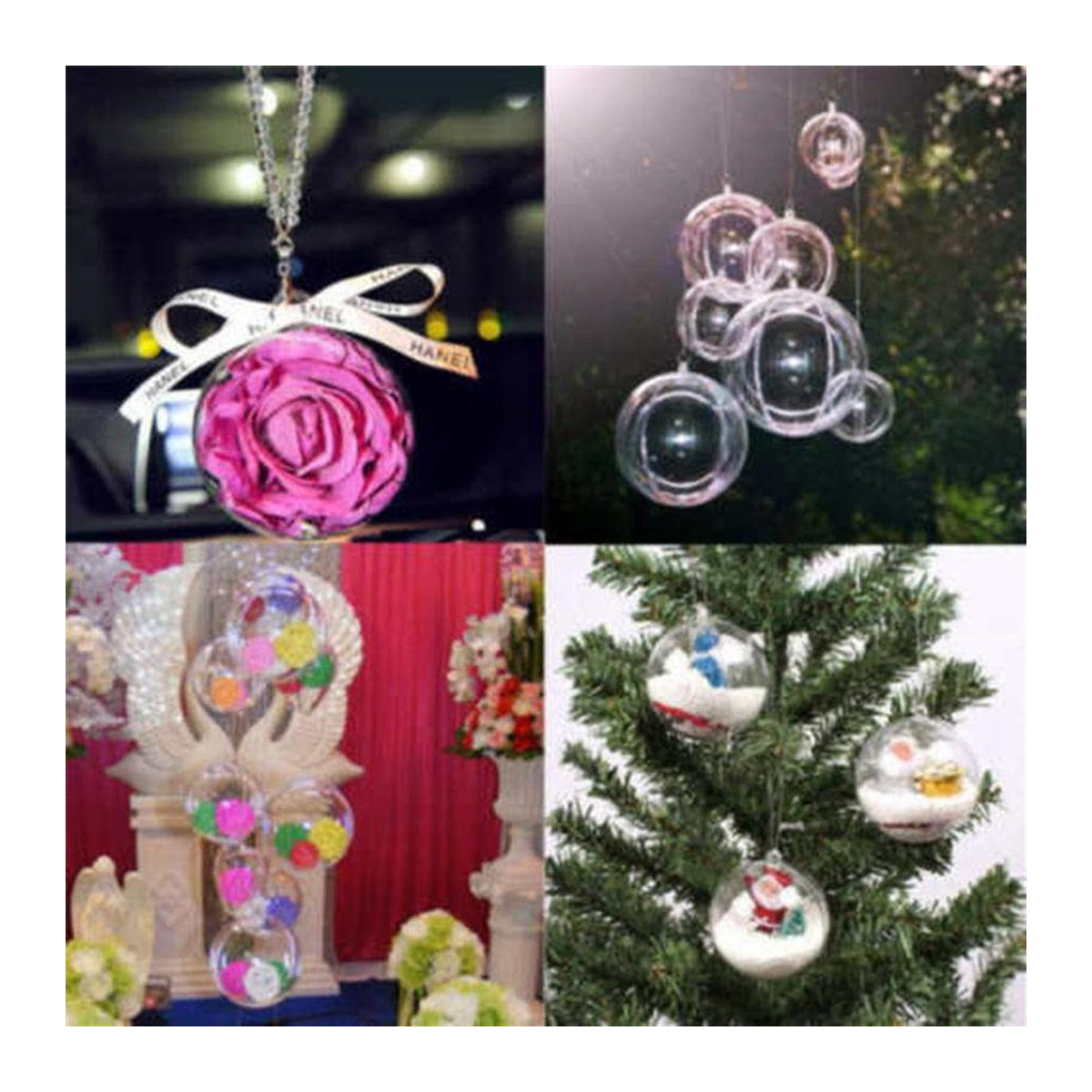 25 transparente Kunststoffkugeln von feiyanautoparts als hängende Weihnachtsbaumdekoration für DIY-Projekte und Partys - Bild 4